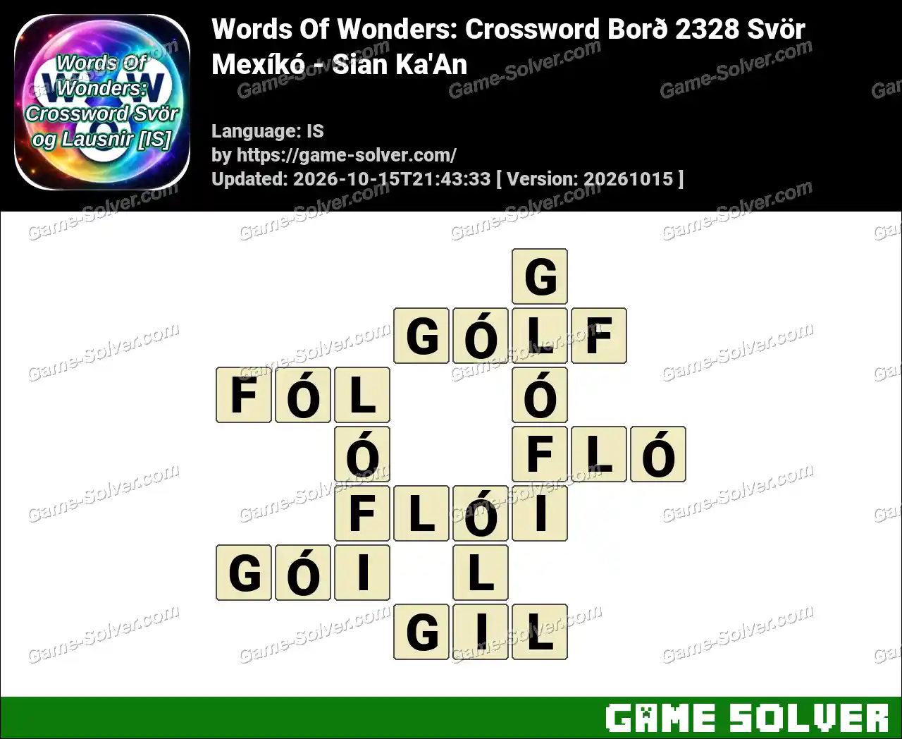 Words Of Wonders: Crossword Borð 2328 Svör – Mexíkó – Sian Ka’An